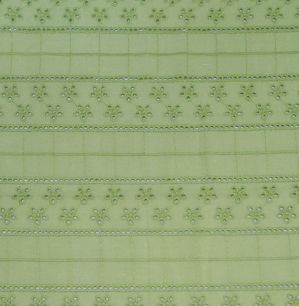 Mint Green Embroidered Cotton Heavy Hakoba Fabric