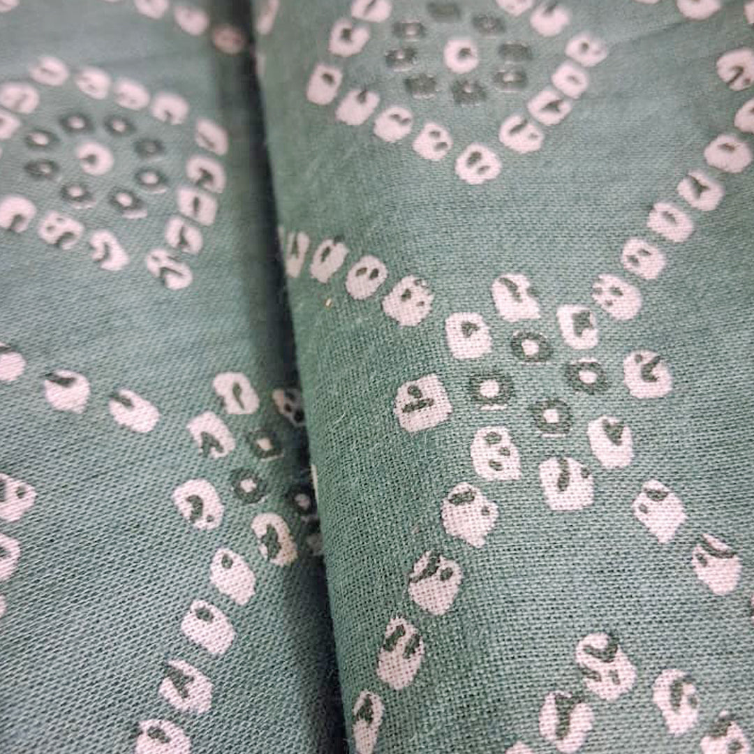 Pista green with white shade Printed Cotton Fabric