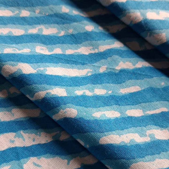 Blue with white shade Printed Cotton Fabric