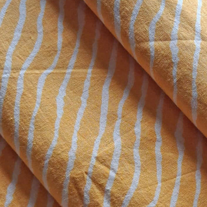 Yellow with white Printed Cotton Fabric