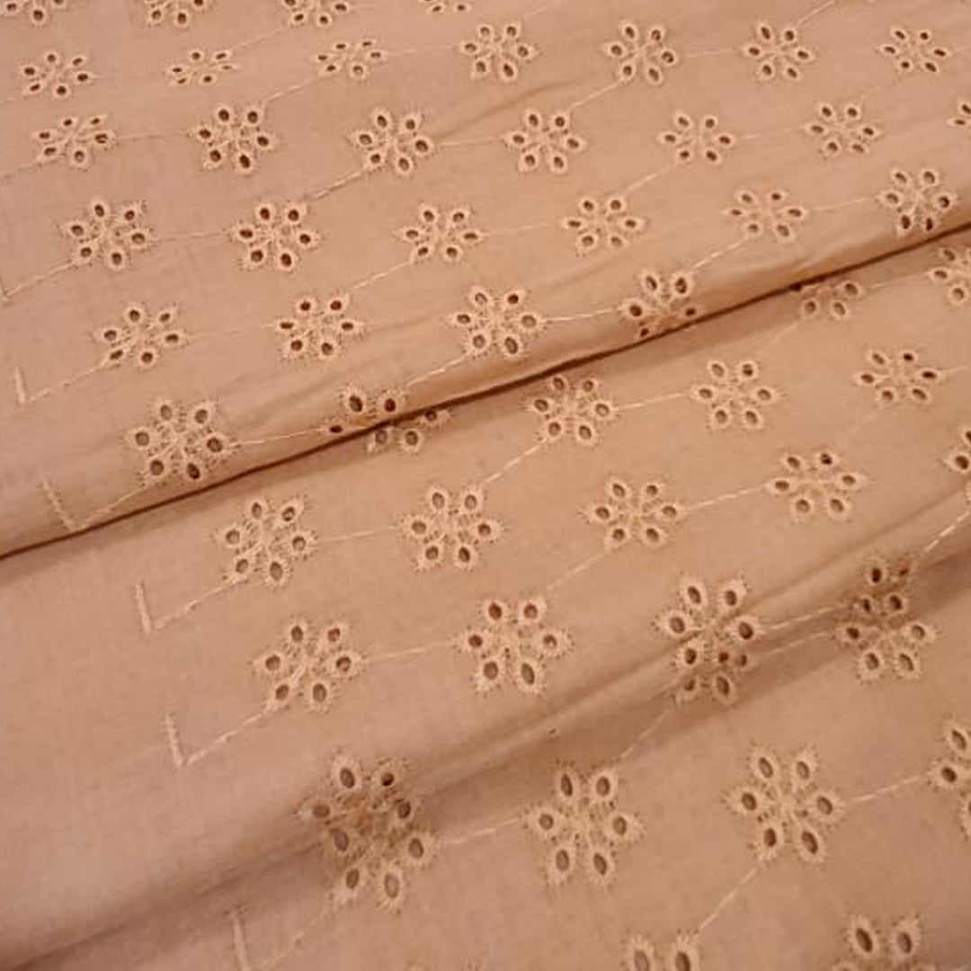 Bronze Shade Embroidered Cotton Heavy Hakoba Fabric