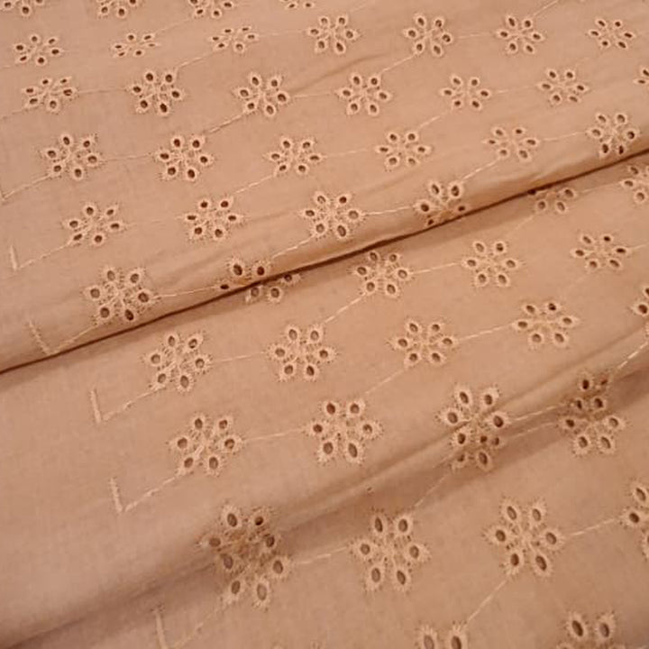 Bronze Shade Embroidered Cotton Heavy Hakoba Fabric