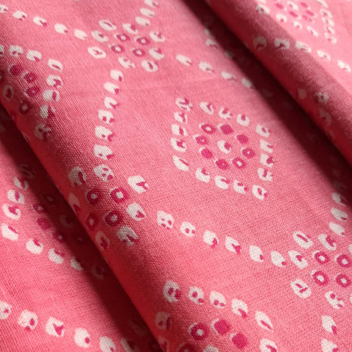 Blush pink with white Printed Cotton Fabric