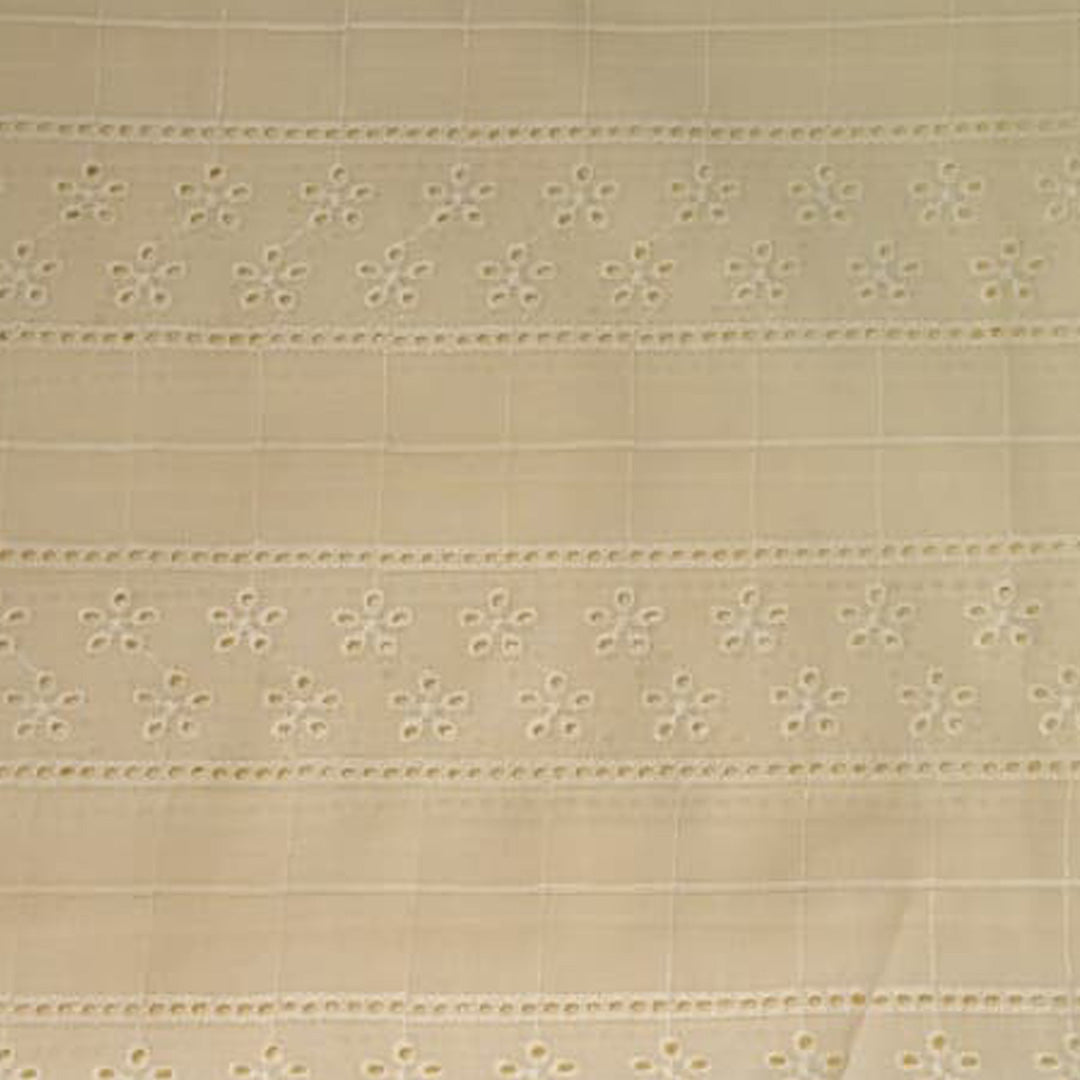 Light Lemon Shade Embroidered Cotton Hakoba Fabric