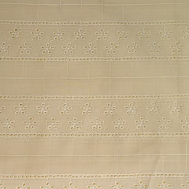 Light Lemon Shade Embroidered Cotton Hakoba Fabric