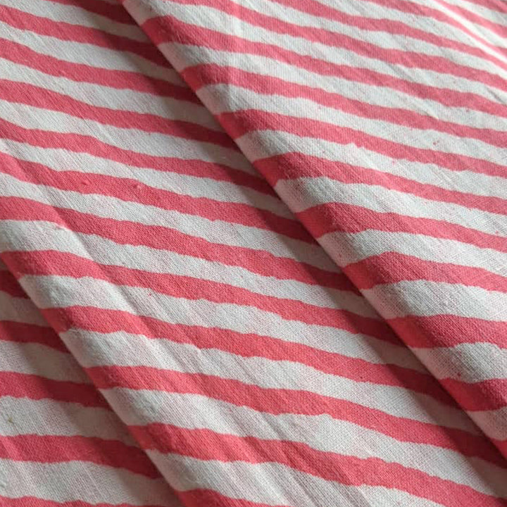 Rose pink with white Printed Cotton Fabric