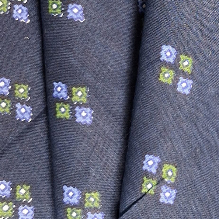 Navy blue with Multicolor Printed Cotton Fabric