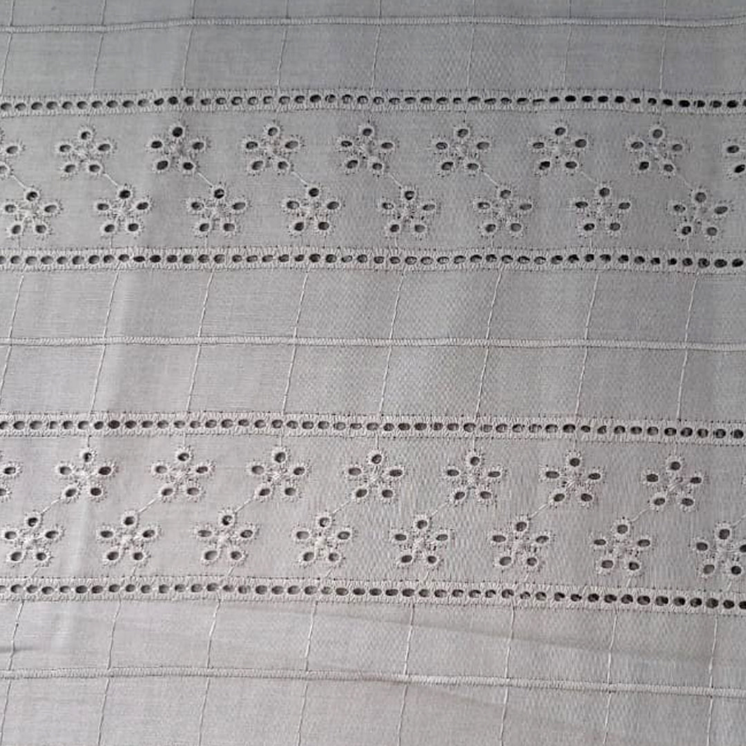 Light Grey Shade Embroidered Cotton Hakoba Fabric