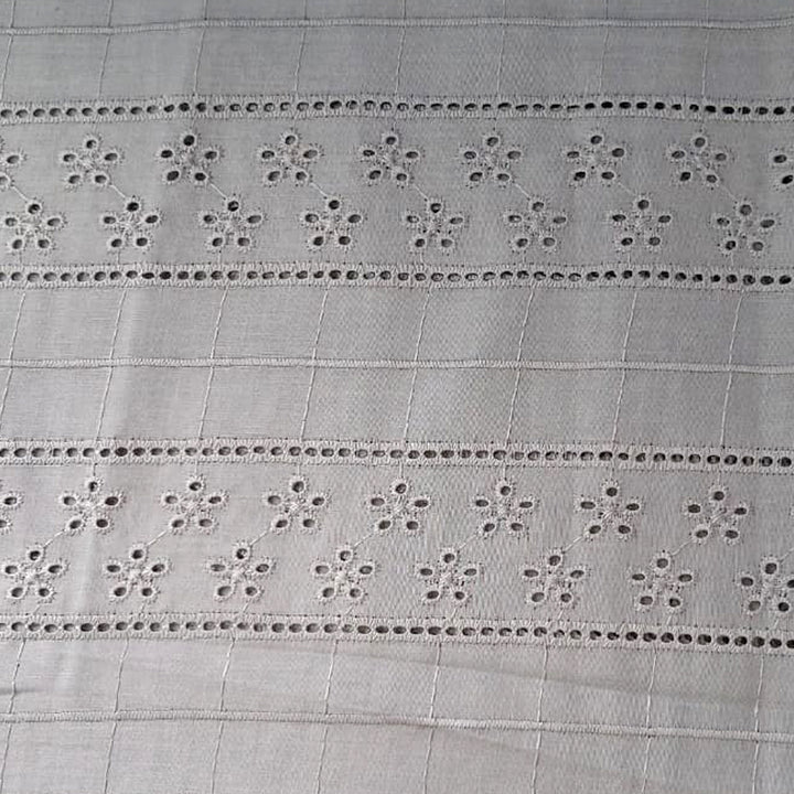 Light Grey Shade Embroidered Cotton Hakoba Fabric