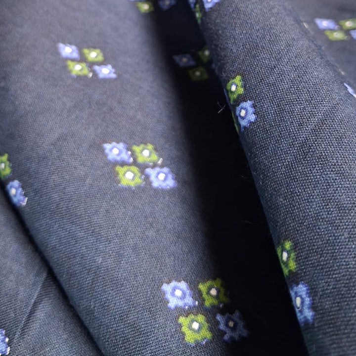 Navy blue with Multicolor Printed Cotton Fabric