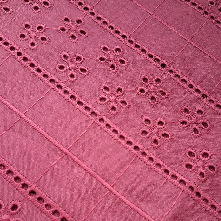 Brown Shade Embroidered Cotton Hakoba Fabric
