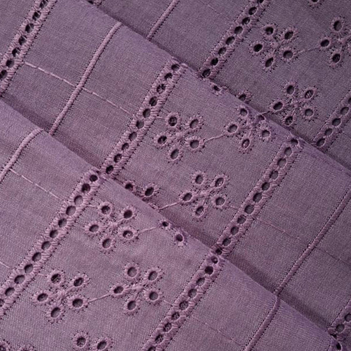 Dark Lavender Shade Embroidered Cotton Hakoba Fabric