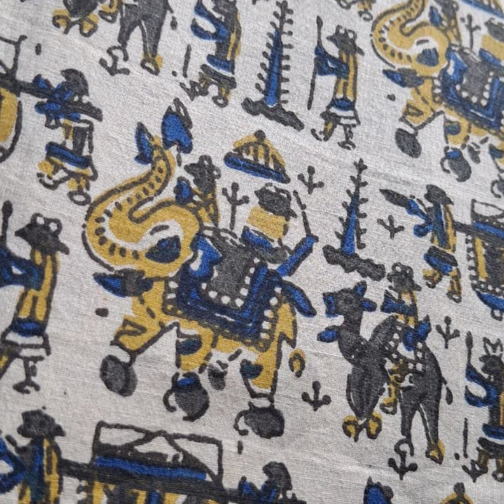 White with multicolor Printed Cotton Fabric