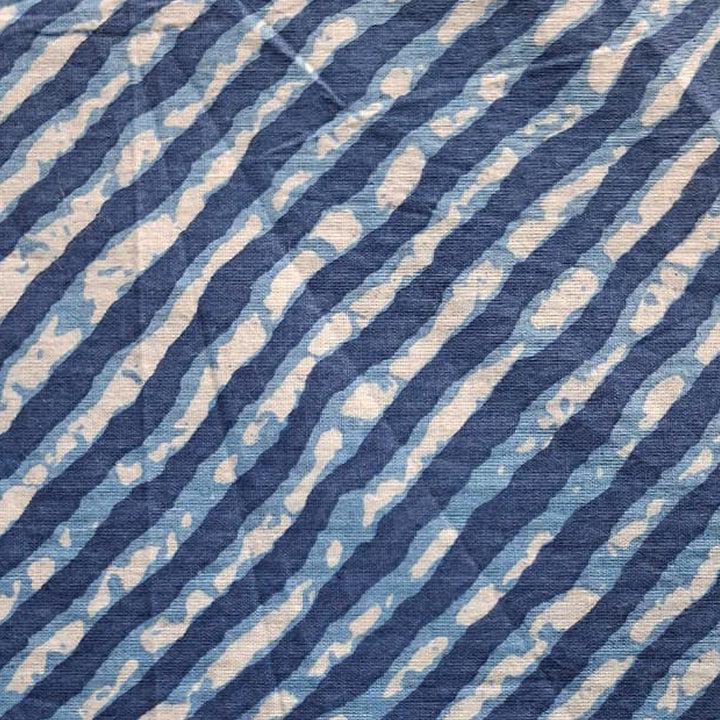 Dark blue with white Printed Cotton Fabric