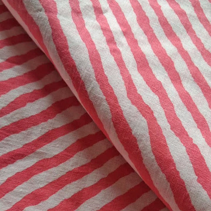 Rose pink with white Printed Cotton Fabric
