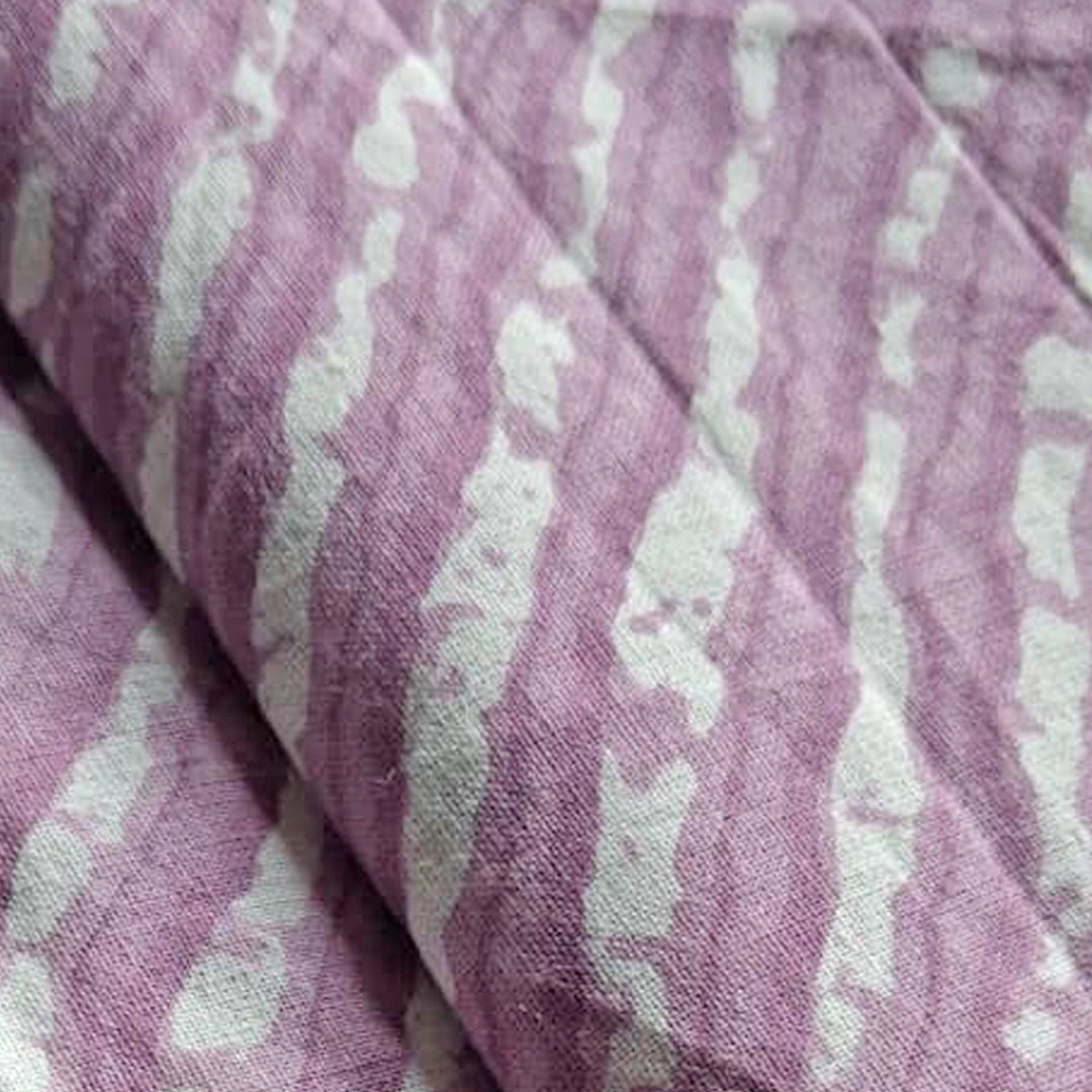 Purple with white Printed Cotton Fabric