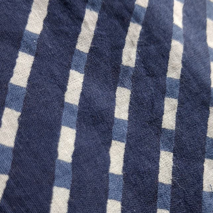 Navy blue with white Printed Cotton Fabric