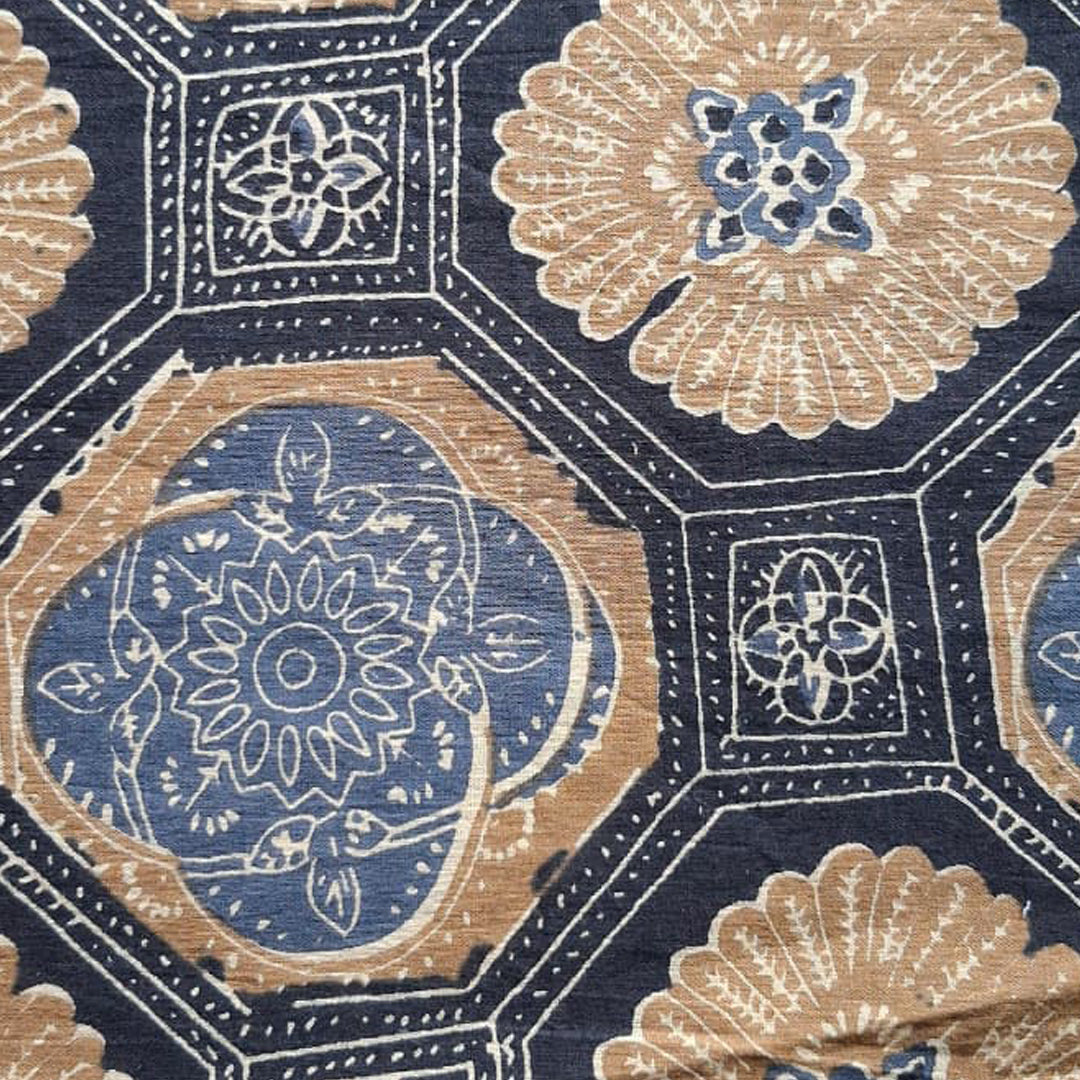 Grey With Cream Multicolor Printed Cotton Fabric