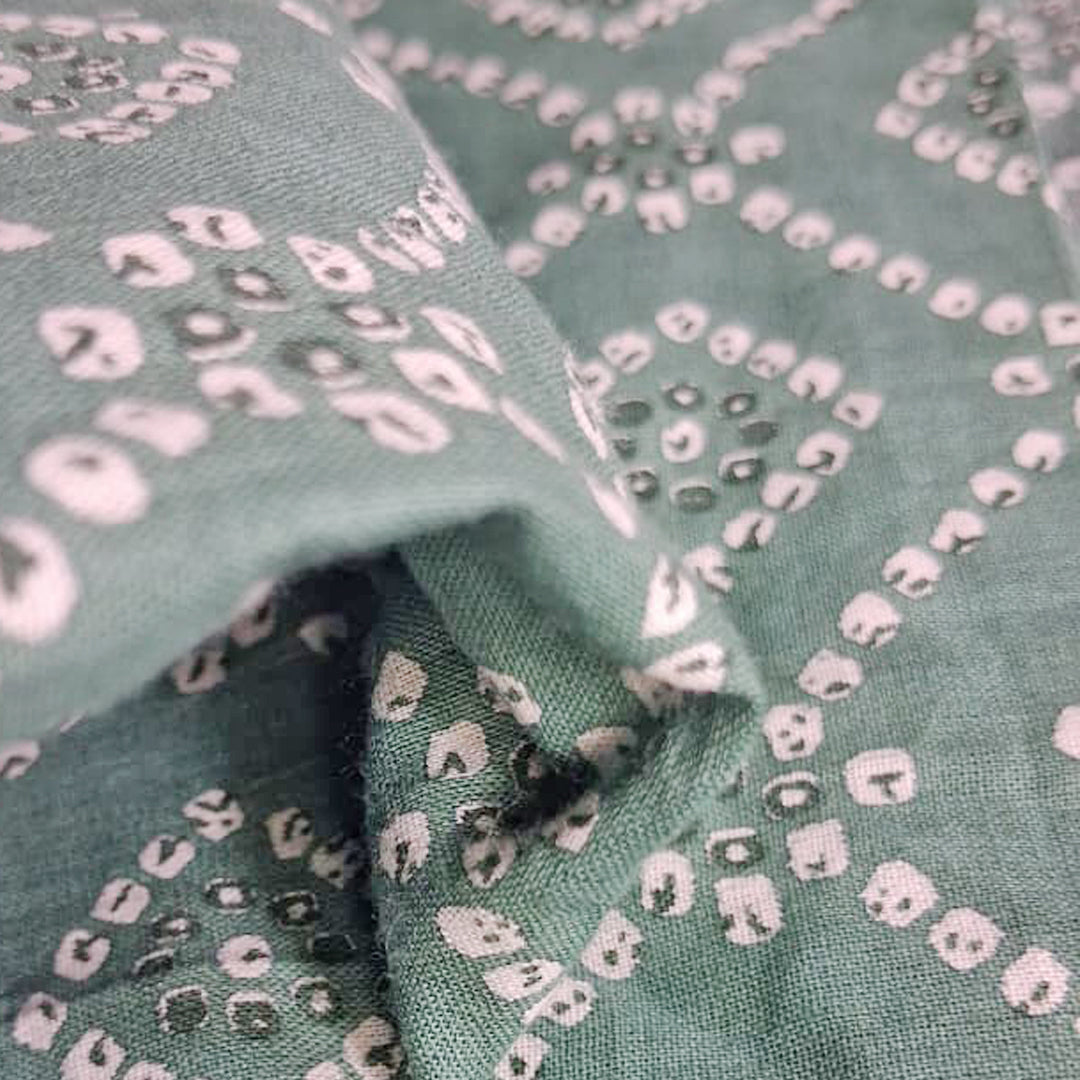 Pista green with white shade Printed Cotton Fabric