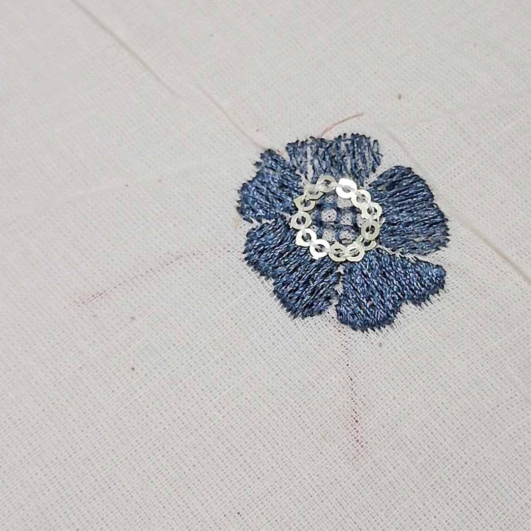 Kora Cotton Fabric with Beautiful Multicolour Floral Embroidery | Soft Handloom Look | Ideal for Kurtis, Blouses & Dupattas