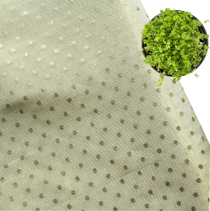 Golden Beige Gold Dot Weave Dyeable Unstitched Fabric