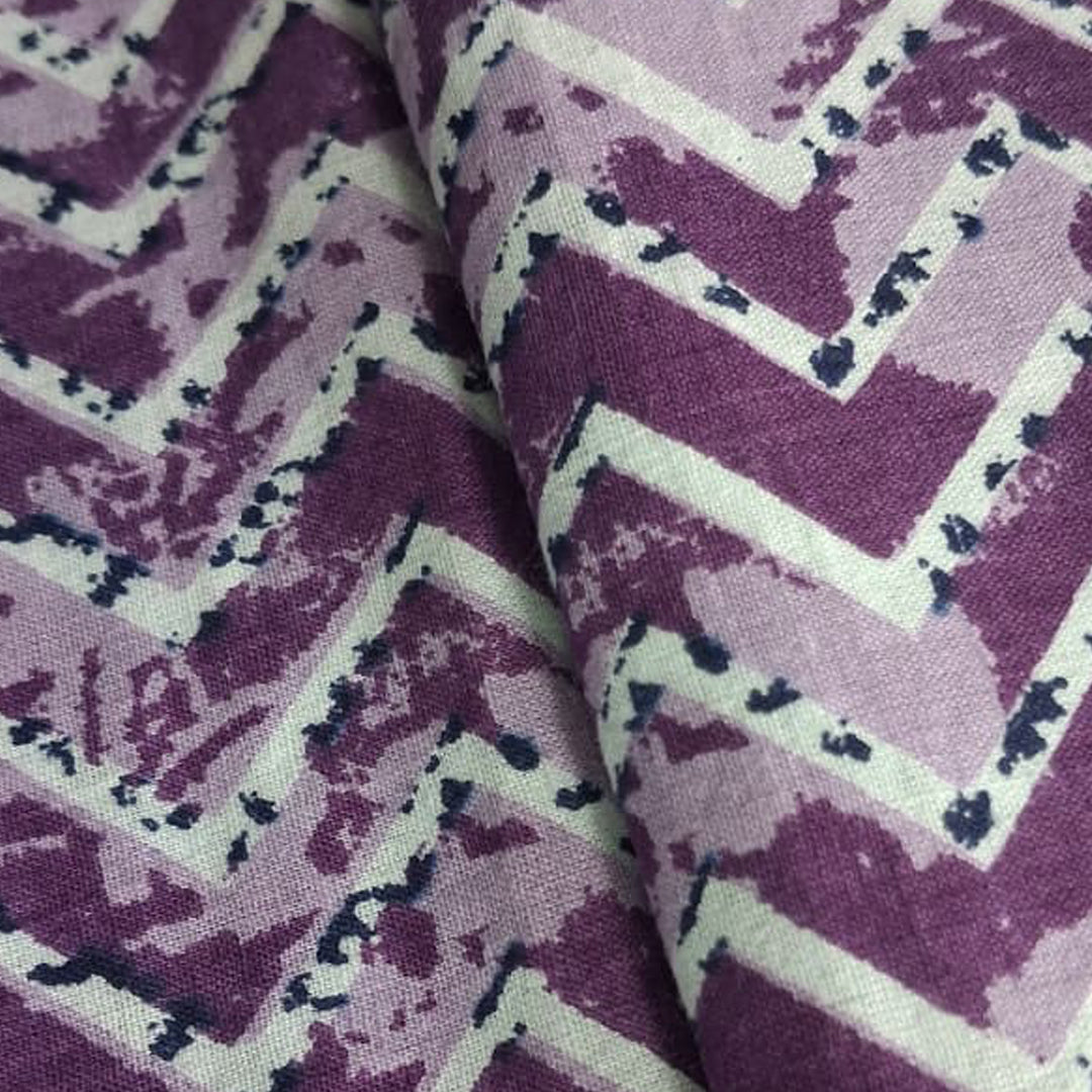 Lavender with white Printed Cotton Fabric