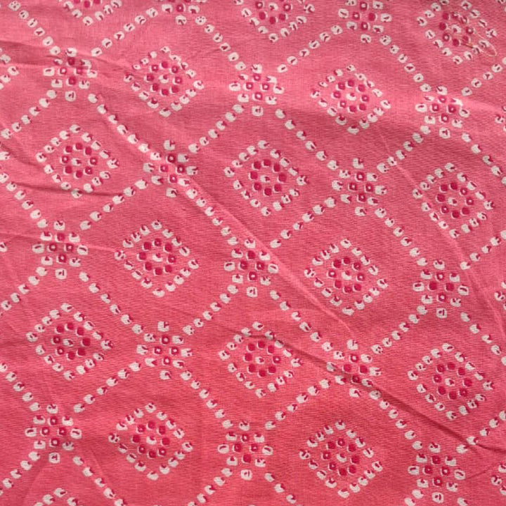 Blush pink with white Printed Cotton Fabric