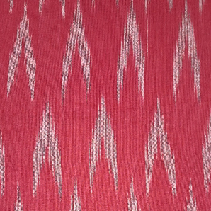 Tomato Red Shade Striped Unstitched Ikkat Fabric