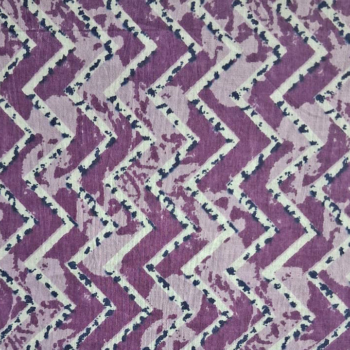 Lavender with white Printed Cotton Fabric