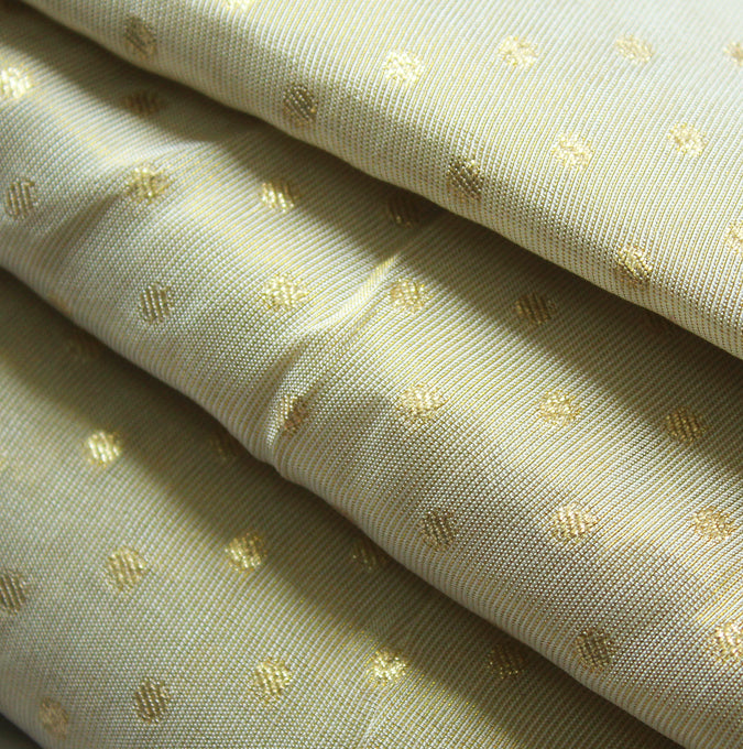 Cream-Gold Dot Weave Dyeable Unstitched Fabric