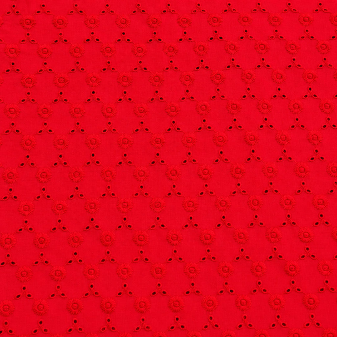 Red Heavy Hakoba Fabric | Embroidered Cotton for Kurtis, Dresses & Blouses
