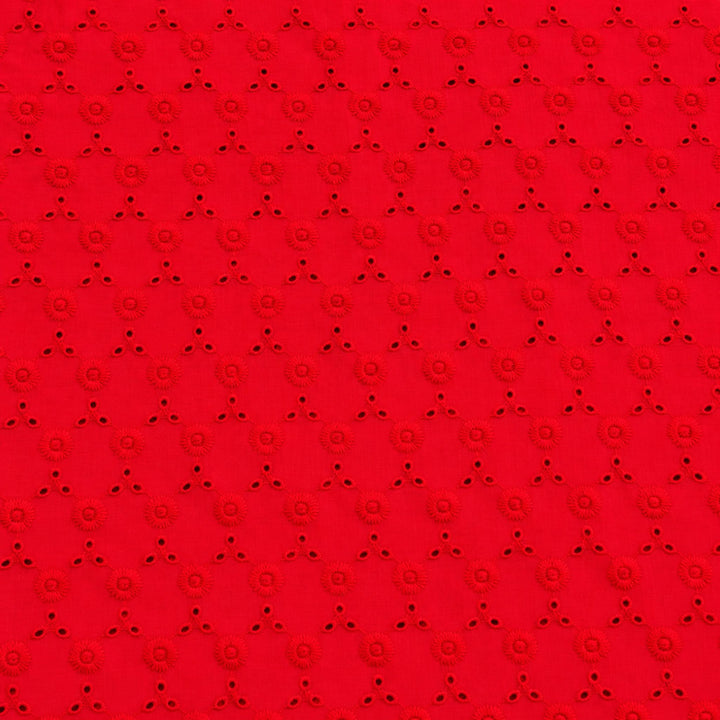 Red Heavy Hakoba Fabric | Embroidered Cotton for Kurtis, Dresses & Blouses