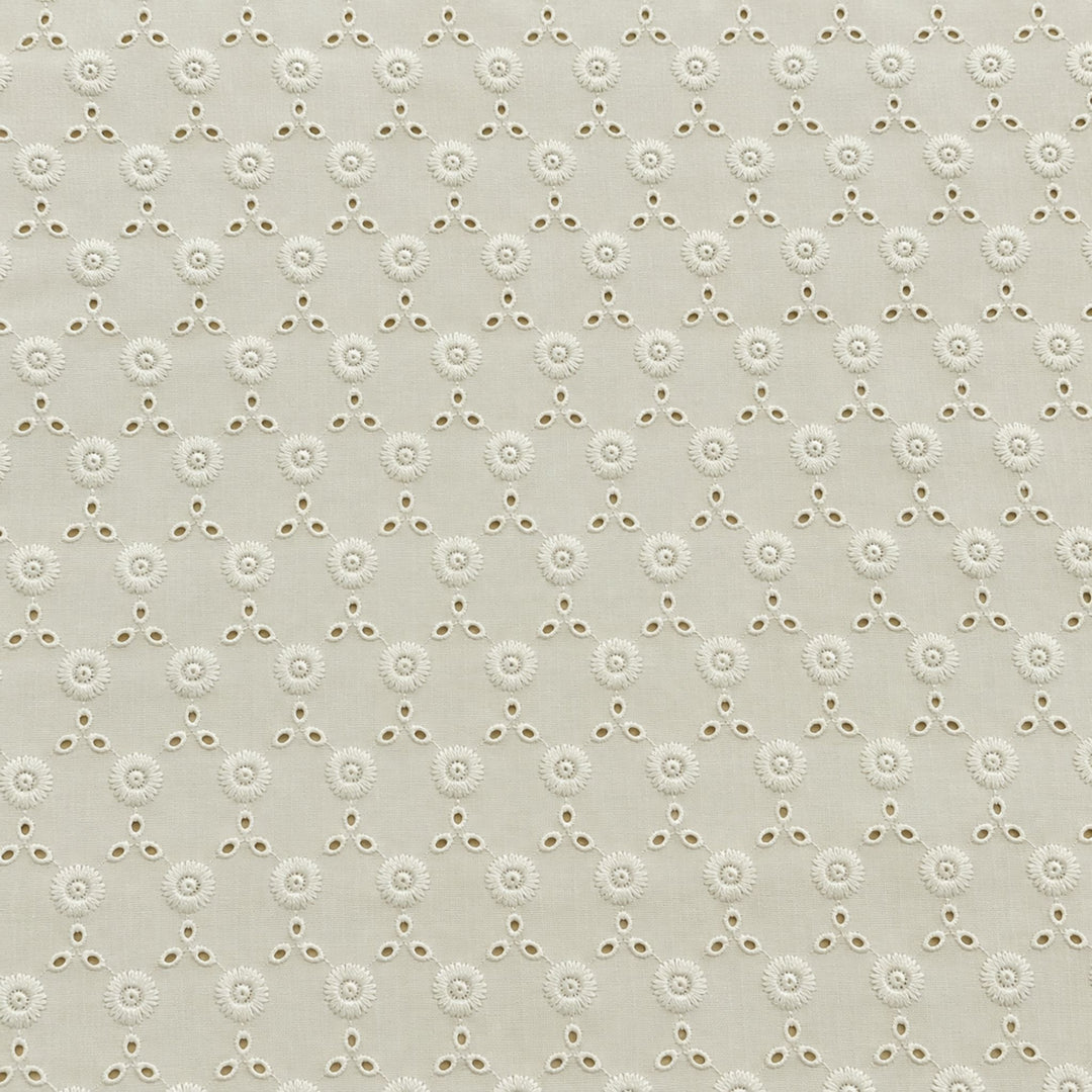Cream Hakoba Fabric | Embroidered Cotton for Kurtis, Dresses & Blouses
