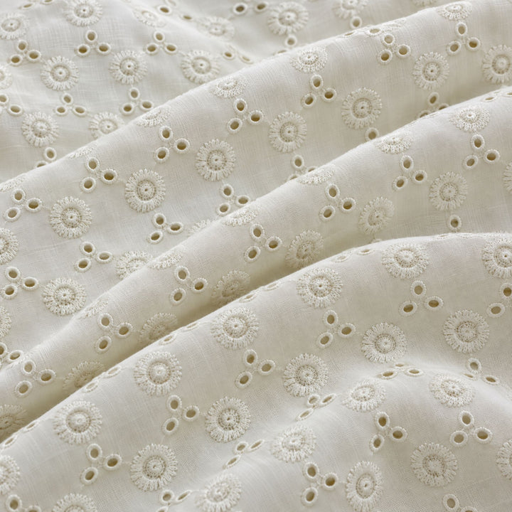 Cream Hakoba Fabric | Embroidered Cotton for Kurtis, Dresses & Blouses