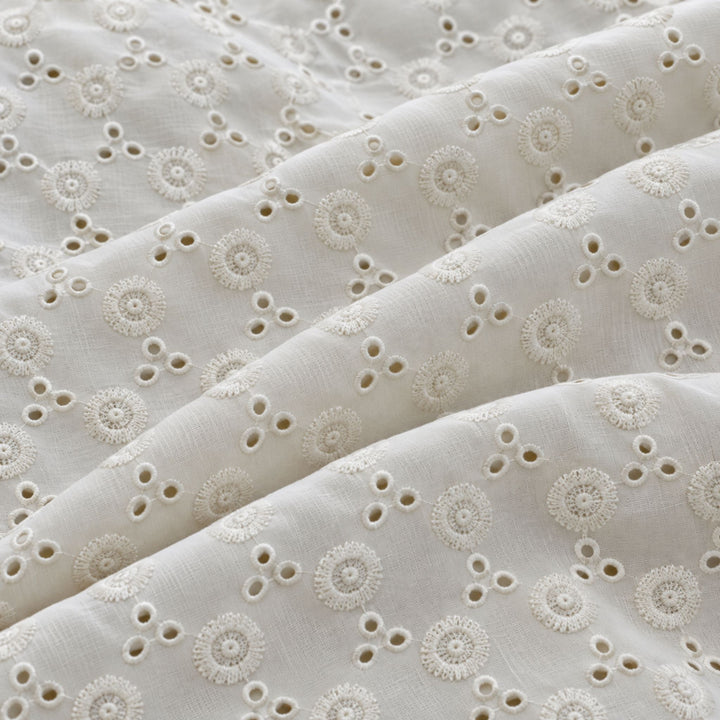 White Hakoba Fabric | Embroidered Cotton for Kurtis, Dresses & Blouses