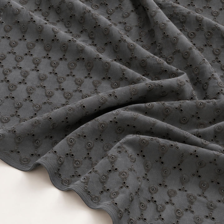 Black Hakoba Fabric | Embroidered Cotton for Kurtis, Dresses & Blouses