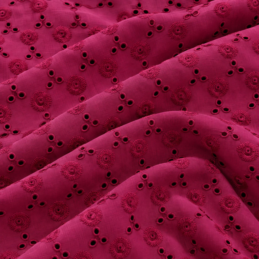 Wine Hakoba Fabric | Embroidered Cotton for Kurtis, Dresses & Blouses