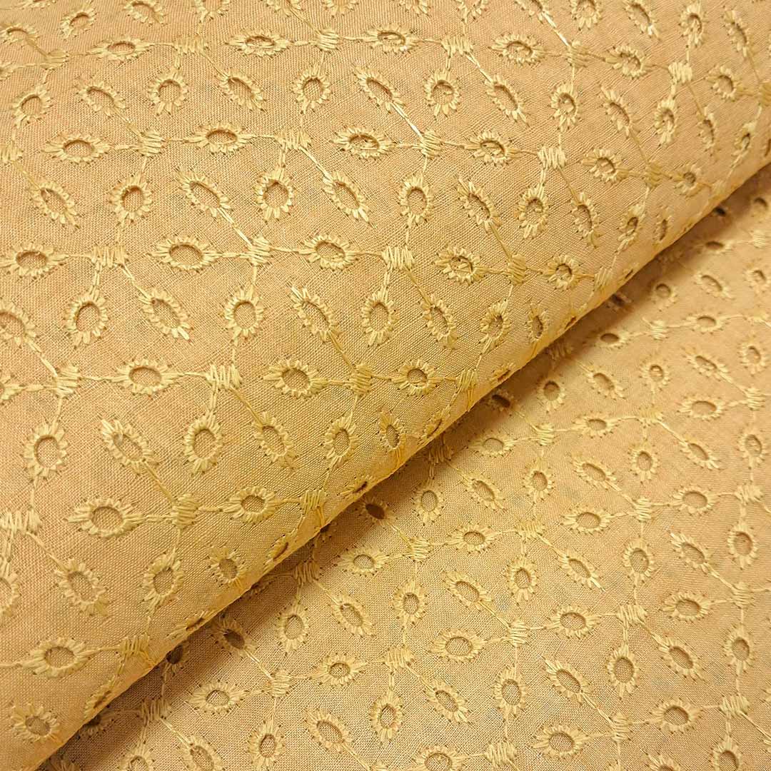 Beige Shade Premium Embroidered Cotton Hakoba Fabric