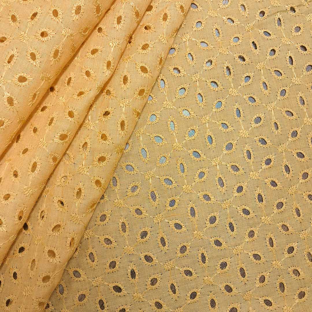 Beige Shade Premium Embroidered Cotton Hakoba Fabric