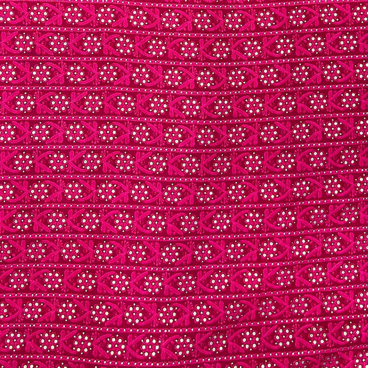 Pink Floral Rayon Foil Print Fabric