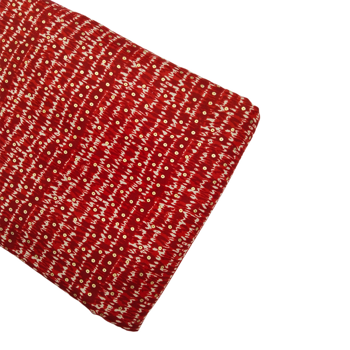 Red Polka Dot Rayon Foil Printed Fabric