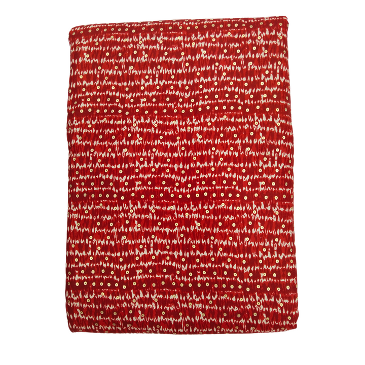 Red Polka Dot Rayon Foil Printed Fabric
