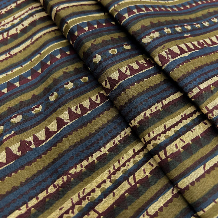 Artistic Multicolor Stripe and Floral Printed Cotton Fabric from Fabrics@StudioLCX