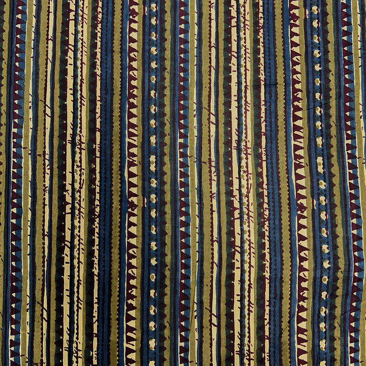 Artistic Multicolor Stripe and Floral Printed Cotton Fabric from Fabrics@StudioLCX