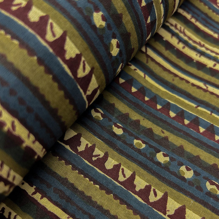 Artistic Multicolor Stripe and Floral Printed Cotton Fabric from Fabrics@StudioLCX