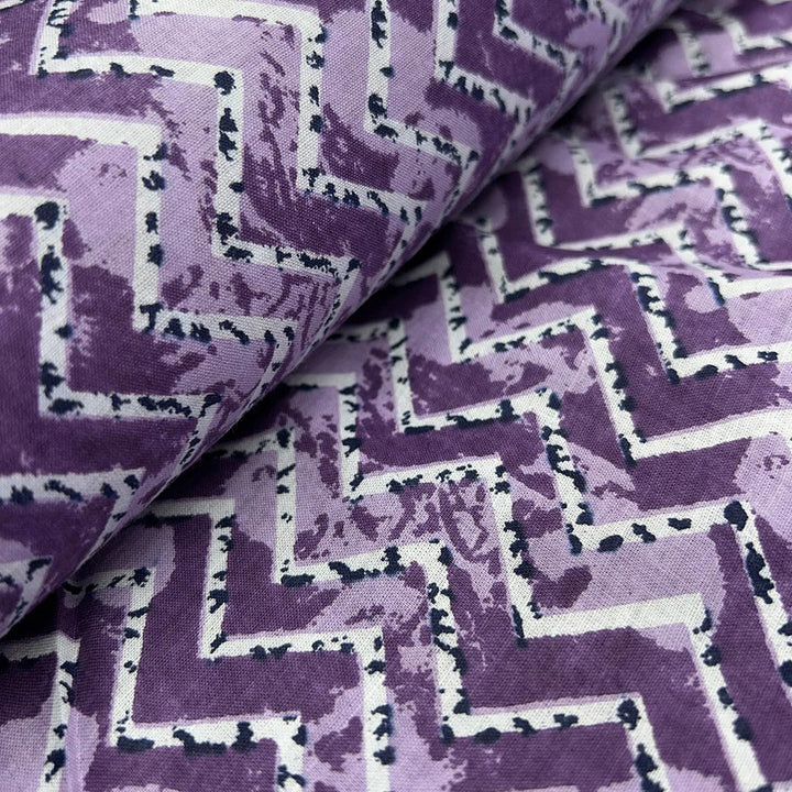 Purple Shades Chevron Printed Cotton Fabric