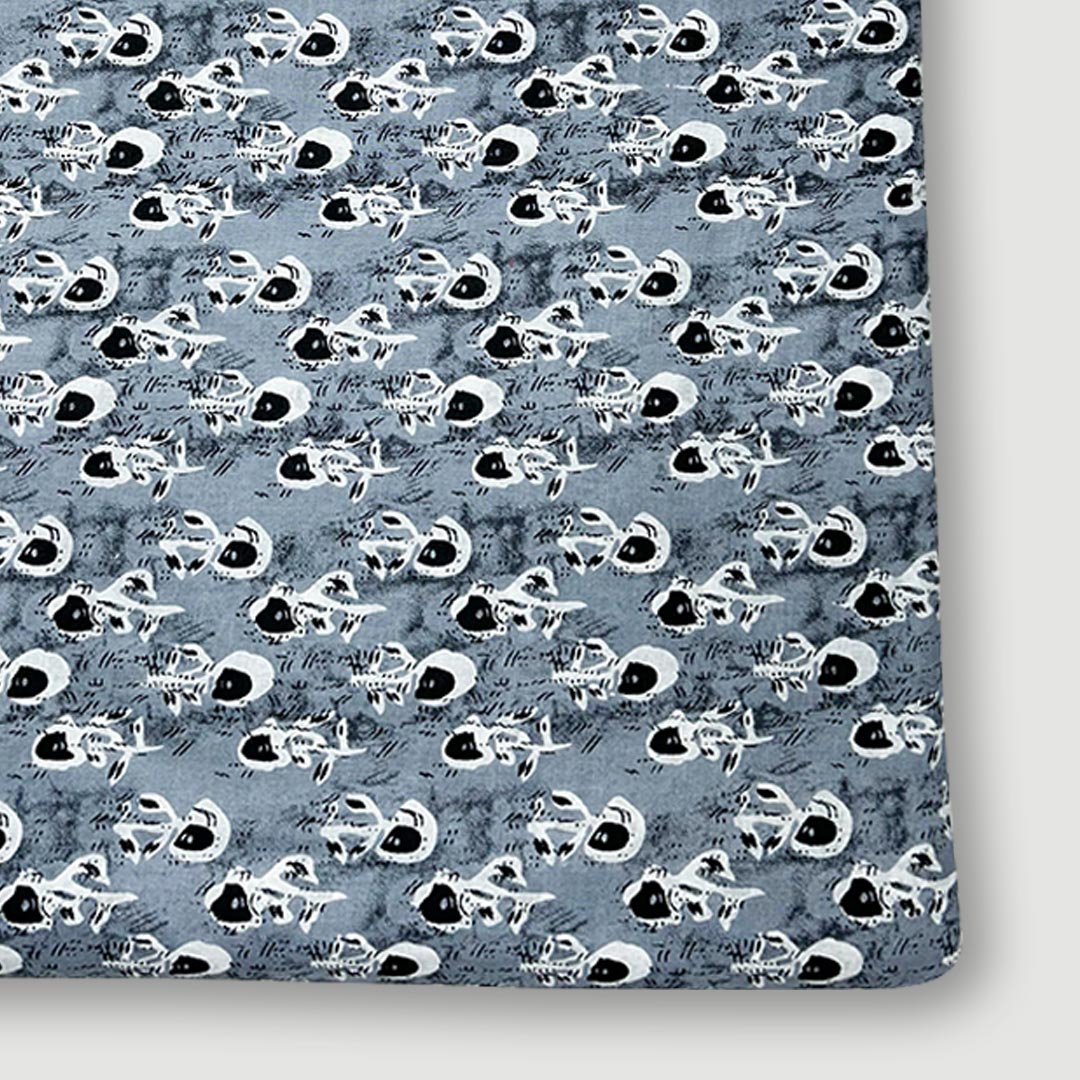 Grey Shades Floral Printed Cotton Fabric