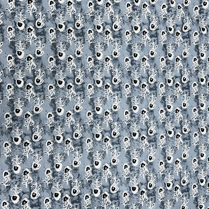 Grey Shades Floral Printed Cotton Fabric