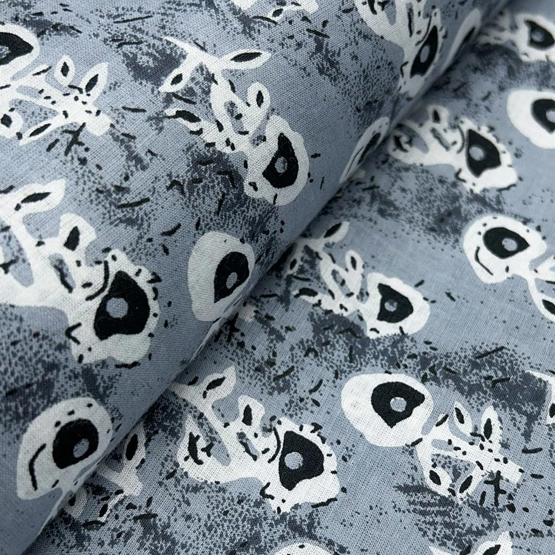 Grey Shades Floral Printed Cotton Fabric