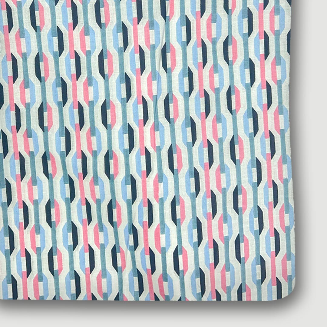 Blue With Pink Shades Abstracts Printed Cotton Fabric
